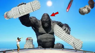 Giant KING KONG Attacked AND Destroys LOS SANTOS In GTA 5 - EPIC BATTLE