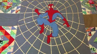 Аппликация в лоскутном шитье DIY Мастер-класс лоскутное одеяло "Человек-паук".