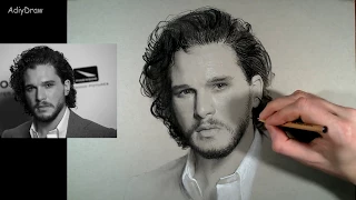 Урок №1 Как нарисовать портрет по фотографии! Kit Harington Drawing