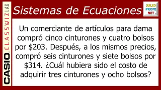 Problema 7 con SISTEMAS DE ECUACIONES LINEALES 2×2 (con CASIO Classwiz fx-991LA X)