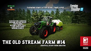 The Old Stream Farm/#14/New Field/Making Silage Bales/Harvesting Sorghum/FS22 4k Timelapse