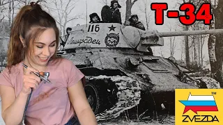 The T-34 tank. How to make winter camouflage. 1/35 scale model of the tank