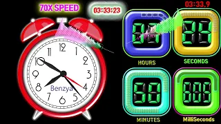 [Speed 70x] 4 Rectangle 12 hours timer countdown alarm🔔 Timecode 25fps