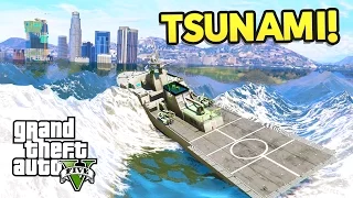 GTA 5 Battleship vs Tsunami!