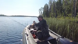 РЫБАЛКА НА ТАЁЖНОМ ОЗЕРЕ. РЫБАЛКА НА САМОДЕЛЬНЫЕ ЖЕРЛИЦЫ. РЫБАЛКА С ЛОДКИ ПВХ. НОЧЁВКА В ЛЕСУ