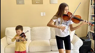 My 3-Year-old Brother's CRAZY violin performance with me