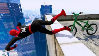 GTA 5 - Spiderman BMX Parkour Jumps Vol.36 (Euphoria Ragdolls)