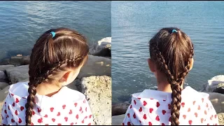 Две прически на каждый день. Французские и голландские косы в одну. // Two braids into one