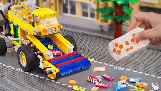 Building Lego Street Sweeper Cleaning Trash - Lego Technic