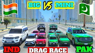 INDIA VS PAKISTAN | GTA 5 BIG VS MINI INDIA VS PAKISTAN CRAZY HIGHWAY DRAG RACE 😱 | Gta 5 Gameplay