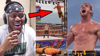 KSI REACTS to Logan Paul's CRAZY WWE MATCH