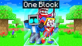 Locked on One Block with AMAZING DIGITAL CIRCUS in Minecraft!