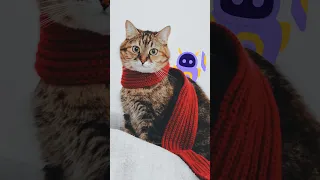 Cute purple robot take a picture with cat 😽💜