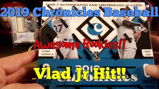 2019 Chronicles Baseball Hobby Box **Release Day!!** Awesome Stuff!! Great Rookies Vlad Jr Hit!!