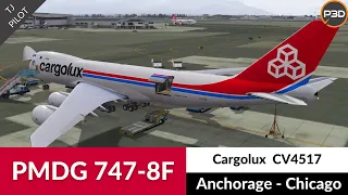 [P3D v5] PMDG 747-8F CargoLux | Anchorage to Chicago | Full flight | World Tour part 4/6