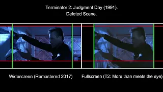 Terminator 2 Judgment Day (1991): Fullscreen vs Widescreen (Deleted Scene) Comparison