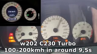 Acceleration TURBO w202 C230 vs w211 E55 AMG Kompressor Mercedes 100-200 kmh mph drag