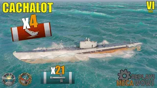 Submarine Cachalot 4 Kills & 94k Damage | World of Warships Gameplay