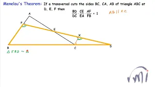 Menelaus theorem : Proof and derivation | Transversal cutting a triangle | PRMO RMO INMO IMO | NMTC