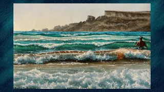 The Brave Swimmer An Acrylic Seascape Painting
