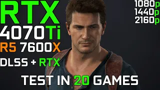 RTX 4070 Ti + R5 7600X | Test in 20 Games | Ray Tracing & Dlss Test | 1080p 1440p & 4k