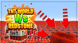 Minecraft TNT World V/s REDSTONE BLOCK! (Fail)