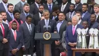 Obama welcomes the New England Patriots to the White House