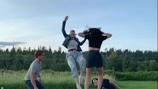 Riverdale cast jumps on a trampoline