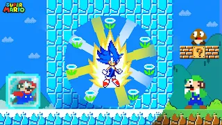 Mario vs Sonic. but ICE Flower Makes Sonic FREEZE Everything In Super Mario Wonder | Game Animation