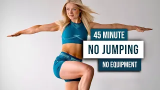 45 MIN KILLER NO JUMPING WORKOUT - No Equipment, No Repeat, Full Body Low Impact Home Workout