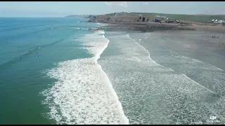 DJI Mavic Pro - Widemouth Bay, Cornwall - surfers catching the morning break