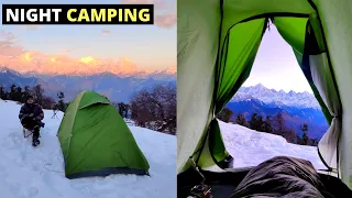 Night CAMPING in winters in -12°C and Sleeping on SNOW | Camping in MUNSIYARI 🏕