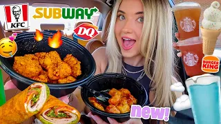 Eating ALL NEW FAST FOOD ITEMS For 24 HOURS!!