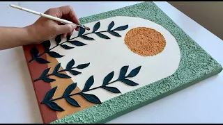 BohoTextured Art Tutorial | Easy Acrylic Canvas Painting | Minimal Painting Home decor