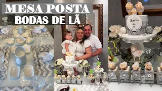 NOSSAS BODAS DE LÃ | 7 ANOS CASADOS | MESA POSTA, BOLO E FONDUE