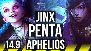 JINX & Lulu vs APHELIOS & Blitzcrank (ADC) | Penta, Legendary, 21/3/11 | EUW Master | 14.9