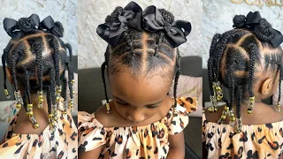 EASY PROTECTIVE STYLE FOR TODDLER'S NATURAL HAIR | BRAIDS & BEADS STYLE
