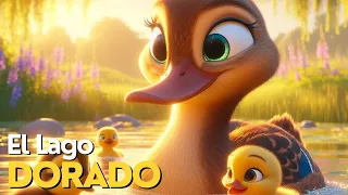 ¡Acompaña a estos tres intrépidos patitos en su aventura para encontrar el lago dorado!