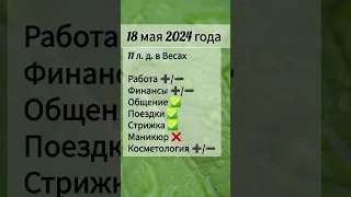 Лунный день 18 мая 2024 года #shorts , астрология, гороскоп на сегодня, точный прогноз дня