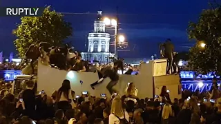 Truck roof collapses under ’Scarlet Sails’ viewers in St. Petersburg