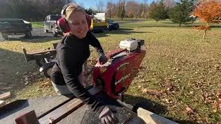 Super Split wood splitter and feeder set up.