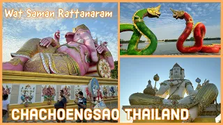 Wat Saman Rattanaram & Floating Market - Largest Reclining Ganesh in Thailand