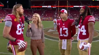 George Kittle Brock Purdy and Fred Warner NBC Postgame Interview | Cowboy vs 49ers NFL 2023