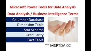 MSPTDA #02: Data Analysis Business Intelligence Terms: Microsoft Power Tools for Data Analysis Class