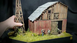 ДИОРАМА с ЗОМБИ на ЗАБРОШЕННОЙ ФЕРМЕ в масштабе 1/35. "Захват фермы". Zombie apocalypse diorama.