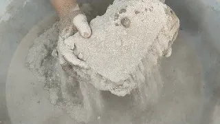 ASMR: very dusty soft crispy white cement sand shapes crumble dry+water/oddlysatifying🤤