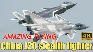 China J20 stealth fighter amazing flying at Airshow China 2021