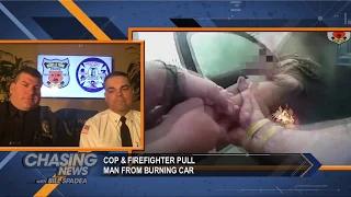 Hero cop saves man from burning car