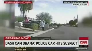 Dash cam drama: Police car hits suspect