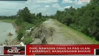 QRT: Dike, nawasak dahil sa pag-ulan, 3 barangay, nanganganib bahain